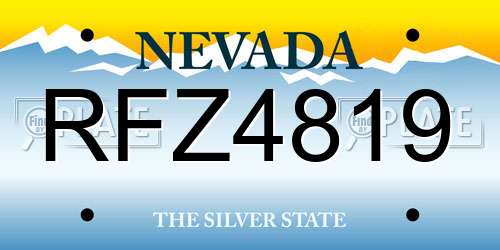 RFZ4819 Nevada License Plate