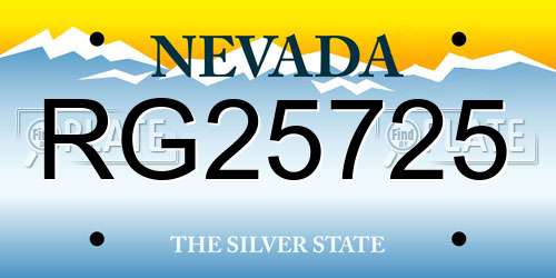 RG25725 Nevada License Plate