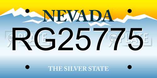 RG25775 Nevada License Plate