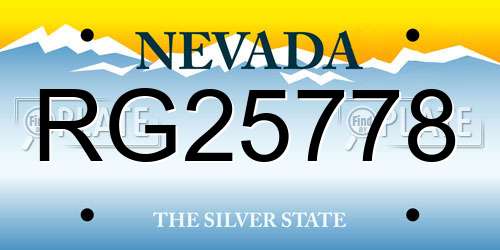 RG25778 Nevada License Plate
