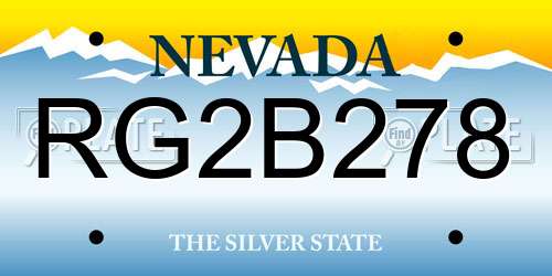 RG2B278 Nevada License Plate