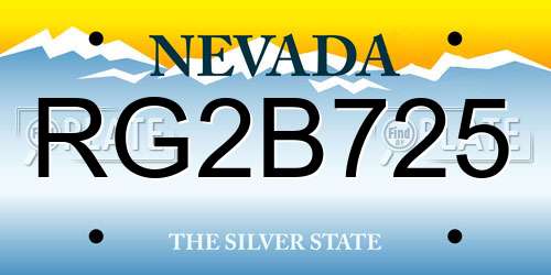 RG2B725 Nevada License Plate