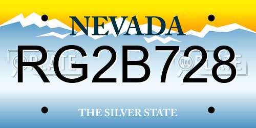 RG2B728 Nevada License Plate