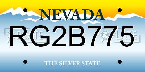 RG2B775 Nevada License Plate