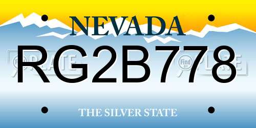 RG2B778 Nevada License Plate