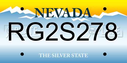 RG2S278 Nevada License Plate