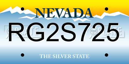 RG2S725 Nevada License Plate