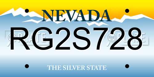 RG2S728 Nevada License Plate