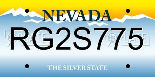 RG2S775 Nevada License Plate
