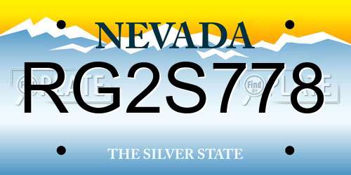 RG2S778 Nevada License Plate