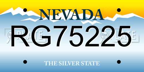 RG75225 Nevada License Plate