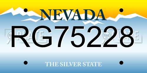 RG75228 Nevada License Plate