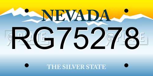 RG75278 Nevada License Plate