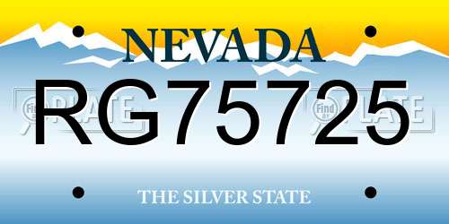 RG75725 Nevada License Plate