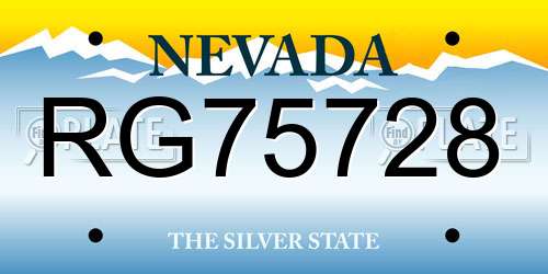 RG75728 Nevada License Plate