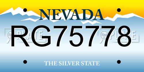 RG75778 Nevada License Plate