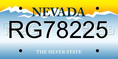 RG78225 Nevada License Plate