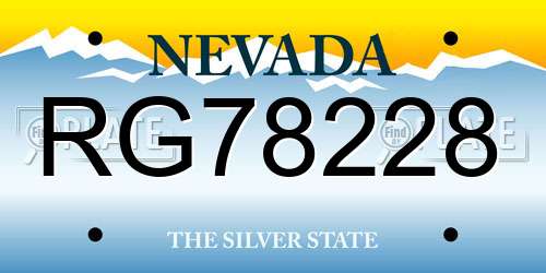 RG78228 Nevada License Plate