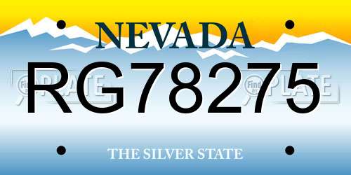 RG78275 Nevada License Plate