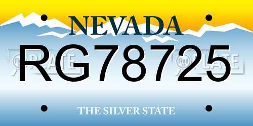 RG78725 Nevada License Plate