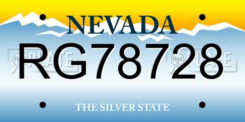 RG78728 Nevada License Plate