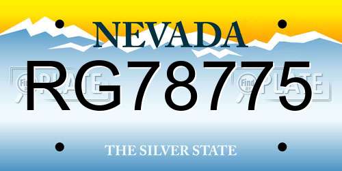 RG78775 Nevada License Plate