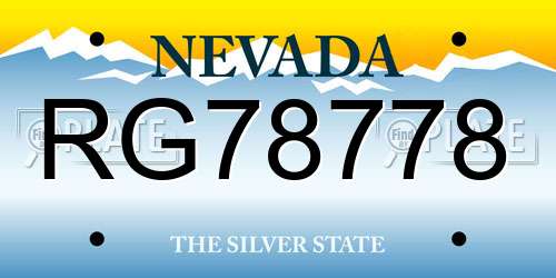 RG78778 Nevada License Plate