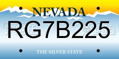 RG7B225 Nevada License Plate