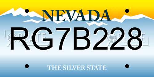 RG7B228 Nevada License Plate