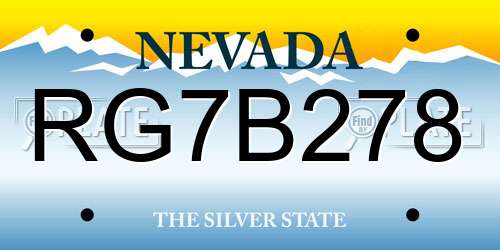 RG7B278 Nevada License Plate