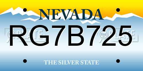 RG7B725 Nevada License Plate