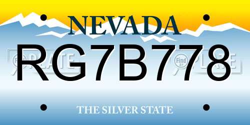 RG7B778 Nevada License Plate