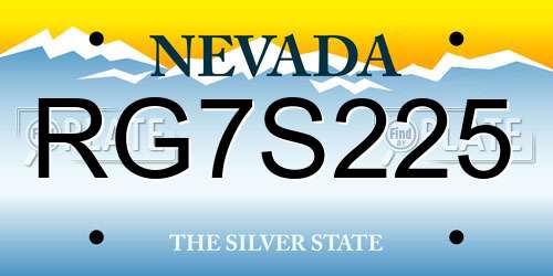 RG7S225 Nevada License Plate