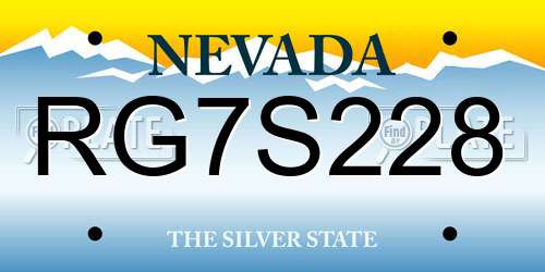 RG7S228 Nevada License Plate