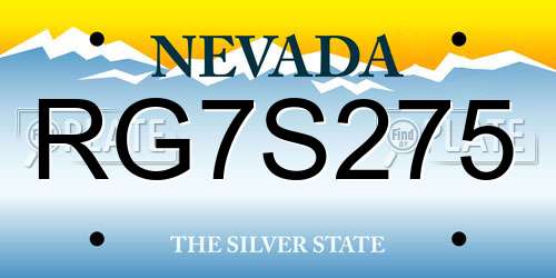 RG7S275 Nevada License Plate