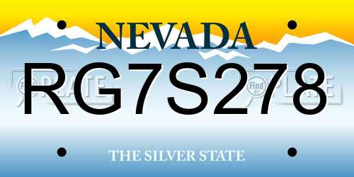 RG7S278 Nevada License Plate