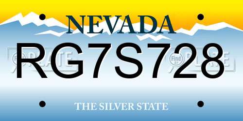 RG7S728 Nevada License Plate