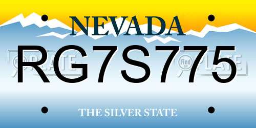 RG7S775 Nevada License Plate