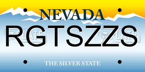 RGTSZZS Nevada License Plate