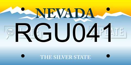 RGU041 Nevada License Plate