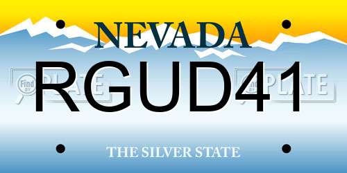 RGUD41 Nevada License Plate