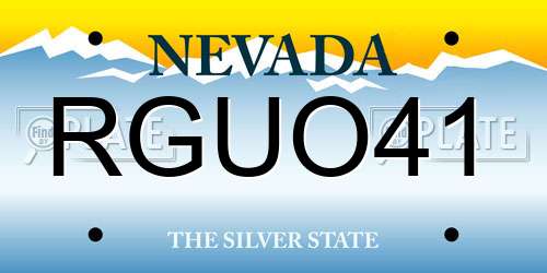 RGUO41 Nevada License Plate