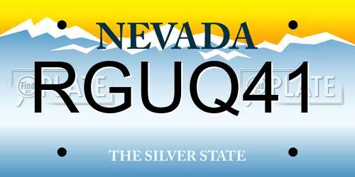 RGUQ41 Nevada License Plate