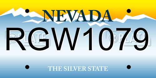 RGW1079 Nevada License Plate
