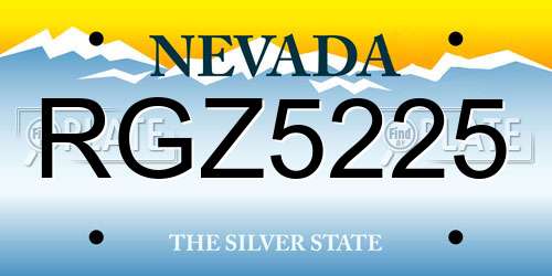 RGZ5225 Nevada License Plate