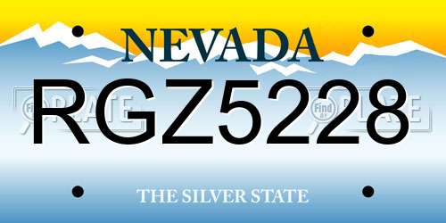 RGZ5228 Nevada License Plate