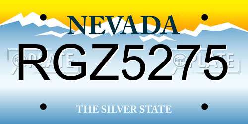 RGZ5275 Nevada License Plate