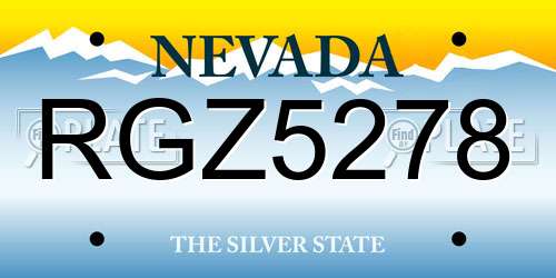 RGZ5278 Nevada License Plate