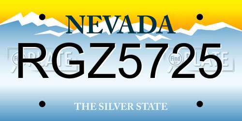 RGZ5725 Nevada License Plate