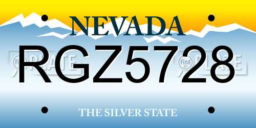 RGZ5728 Nevada License Plate